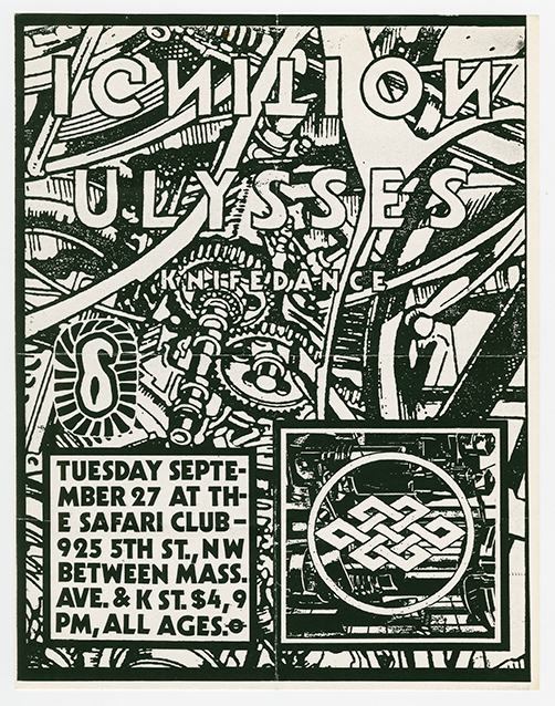 Ignition flier with an elaborate drawing of gears and the title in bold bubble letters.