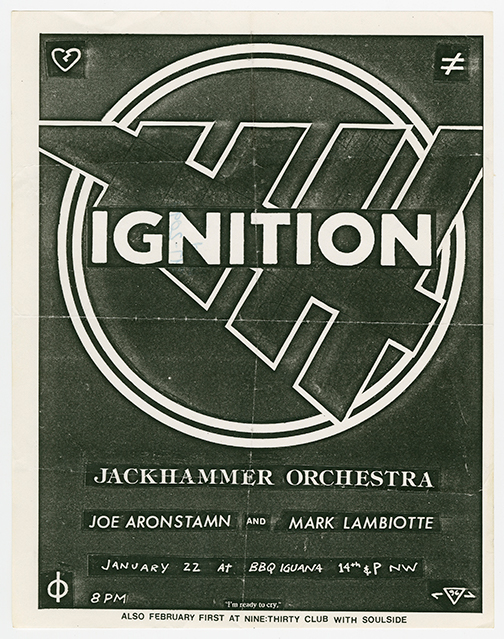 Ignition flyer wih the logo in a circle on a black background.