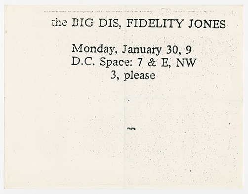 Fidelity Jones Flier (Reverse) in a minimalist printed style.