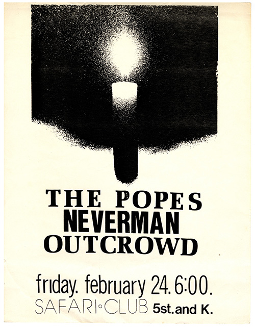 Popes flyer with an image of a candle lit in the dark.