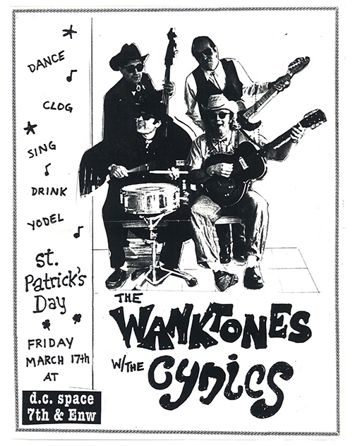 The Wanktones with the Cynics flyer with a photo of four band members with their instruments.