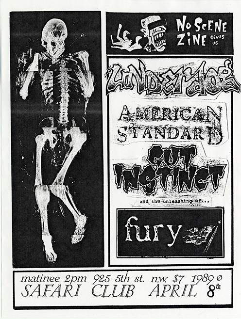 Fury flyer with a photo of an x-ray skeleton next to band logos.