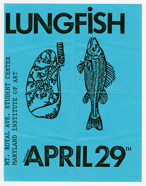 Lungfish flyer on blue paper with a drawing of a lung and a fish.