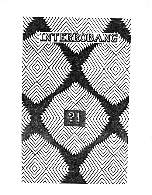 Interrobang 1 cover with a repeated diamond geometric pattern and the symbols '?!' in the middle.