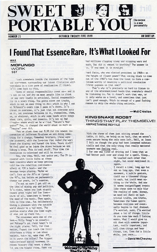 Sweet Portable You  front page with a image of a statue with hands on its hips the headline, 'I Found That Essense Rare, It's What I Looked For.