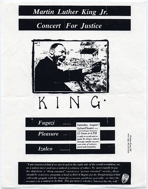 Black and white flier featuring a photograph of Martin Luther King, Jr.